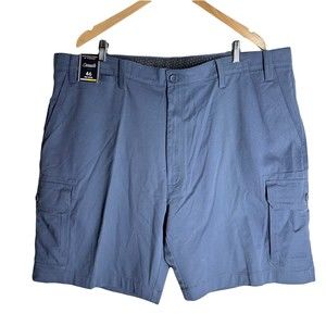 NWT Roundtree & Yorke Casual Mens Shorts 46 Blue Flat Front Stretch 9" Inseam